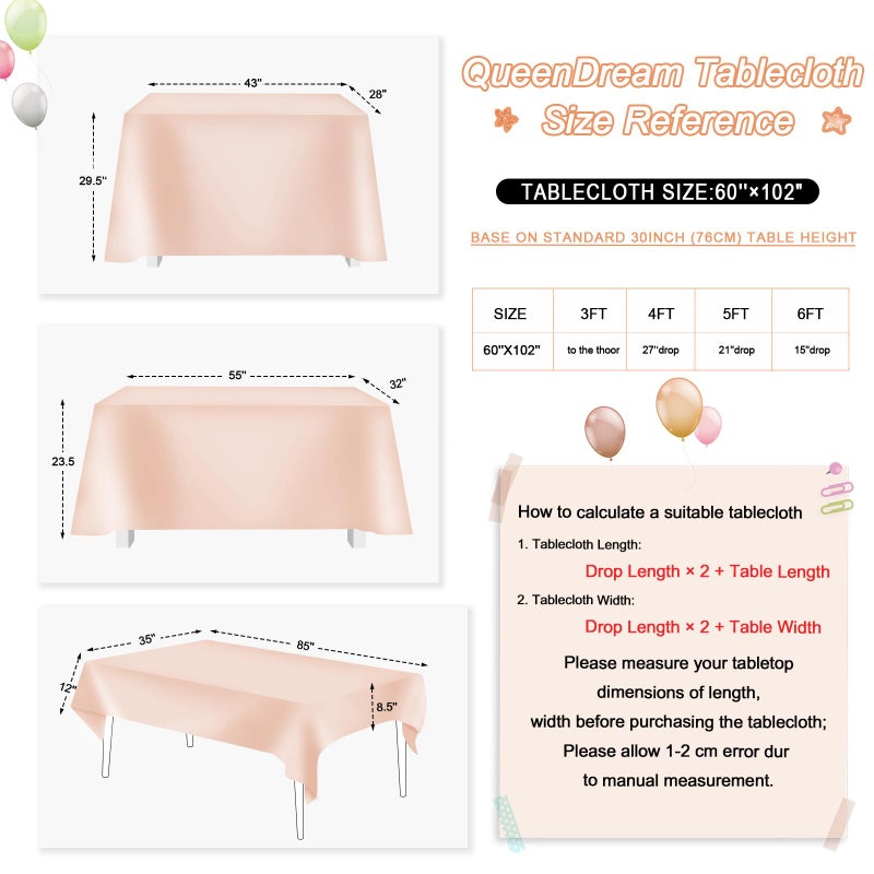 QueenDream Rose Gold Table Cloth 60x102 Inches Sequin Tablecloth for Parties Sparkle Fabric Table Cloth for Sweet 16 Birthday Party Decorations - Image 3